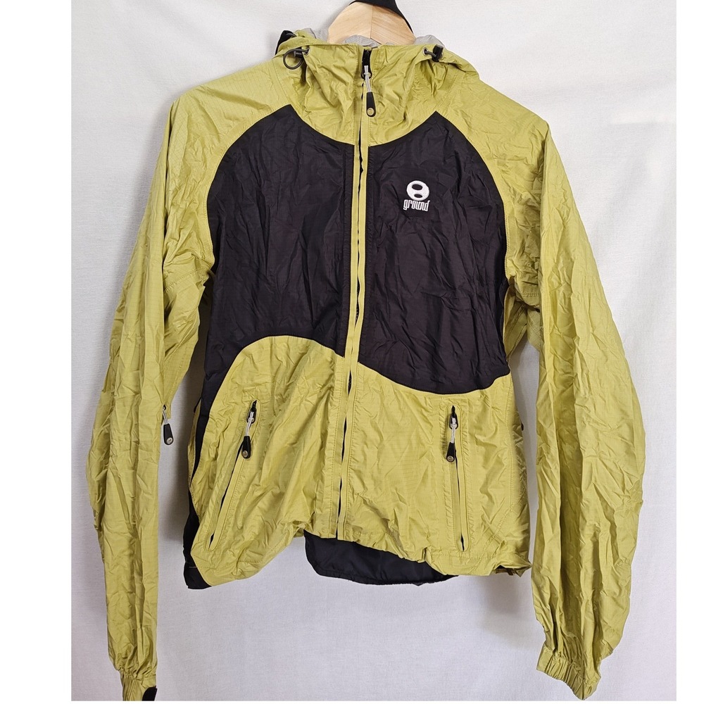 Ground Performance Lightweight Hooded Jacket Lime Green‎ Black Zip Up Packable M